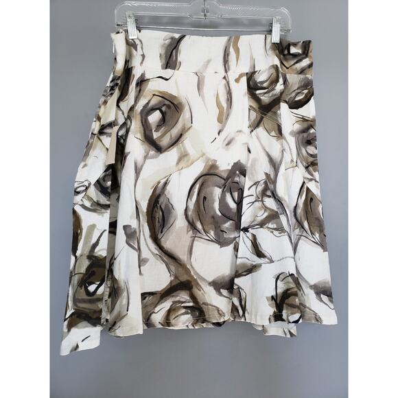 NEW Coldwater Creek Petite XL Painted FLoral Flare Skrit XL Petite 18 grays fall - Picture 5 of 5